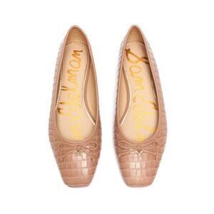 Sam Edelman Taupe Pink Croc Embossed Leather Square Toe Jillie Flats Sz.7.5